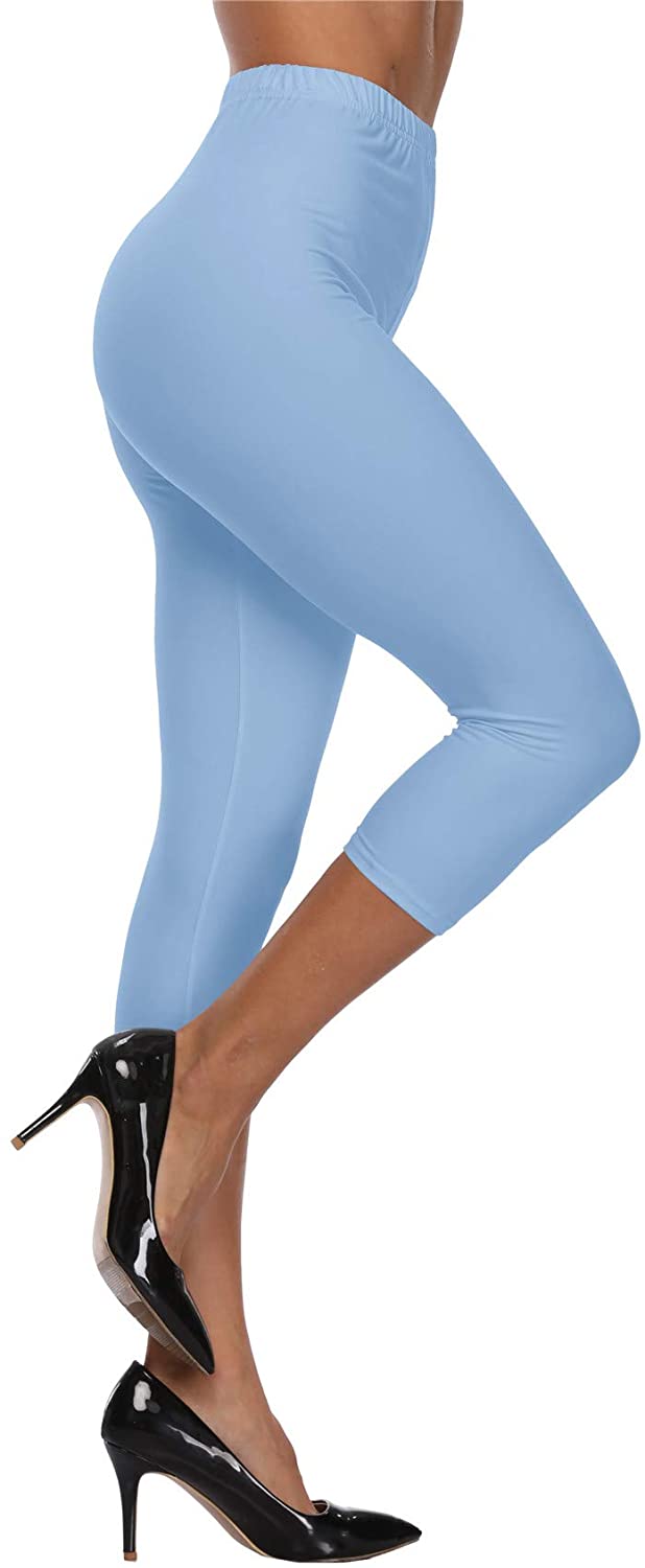 VOGUEMAX Women's Capri Leggings Plus Size Stretch and Comfy High