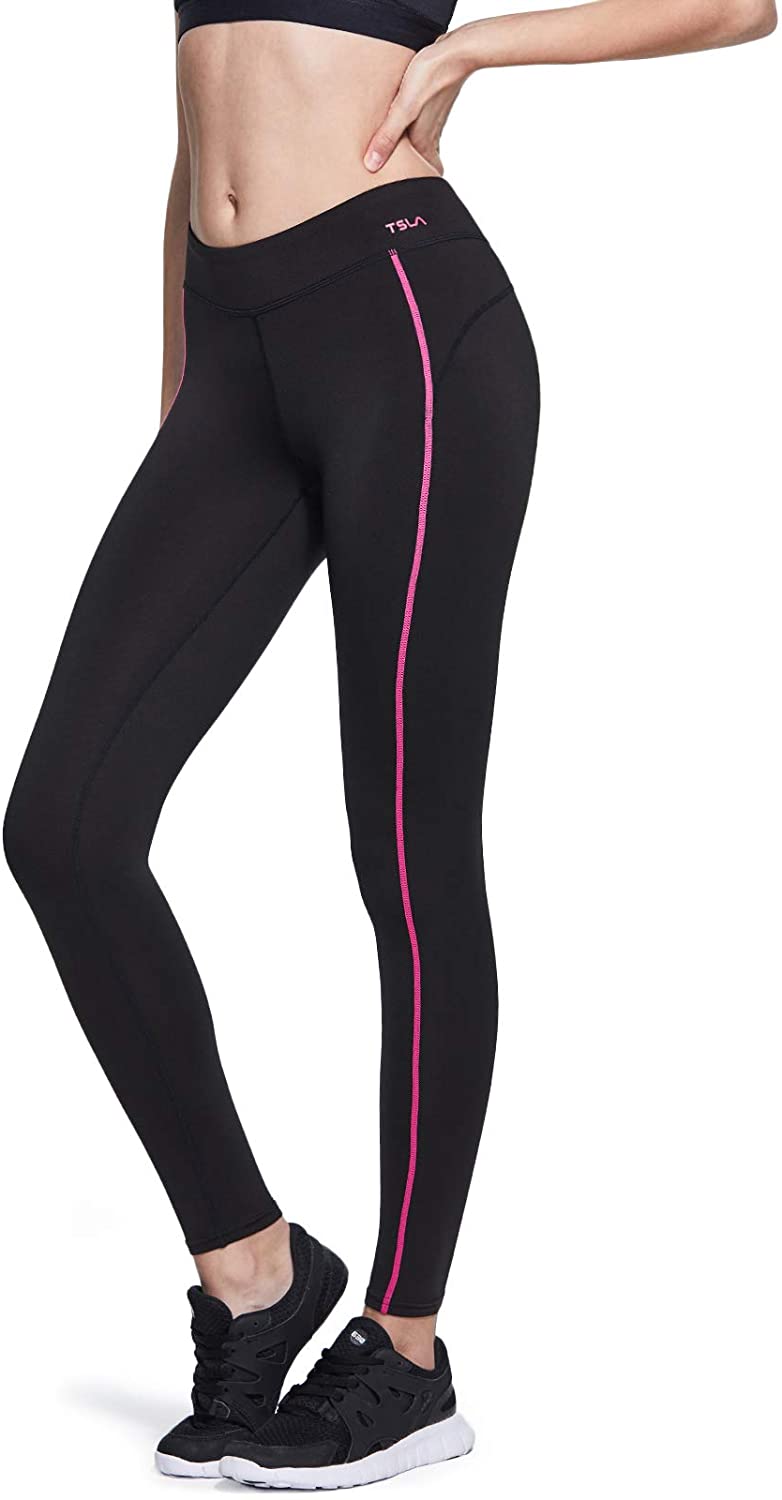 TSLA 1 or 2 Pack Women's Thermal Yoga Pants, Fleece Lined Compression  Workout Le