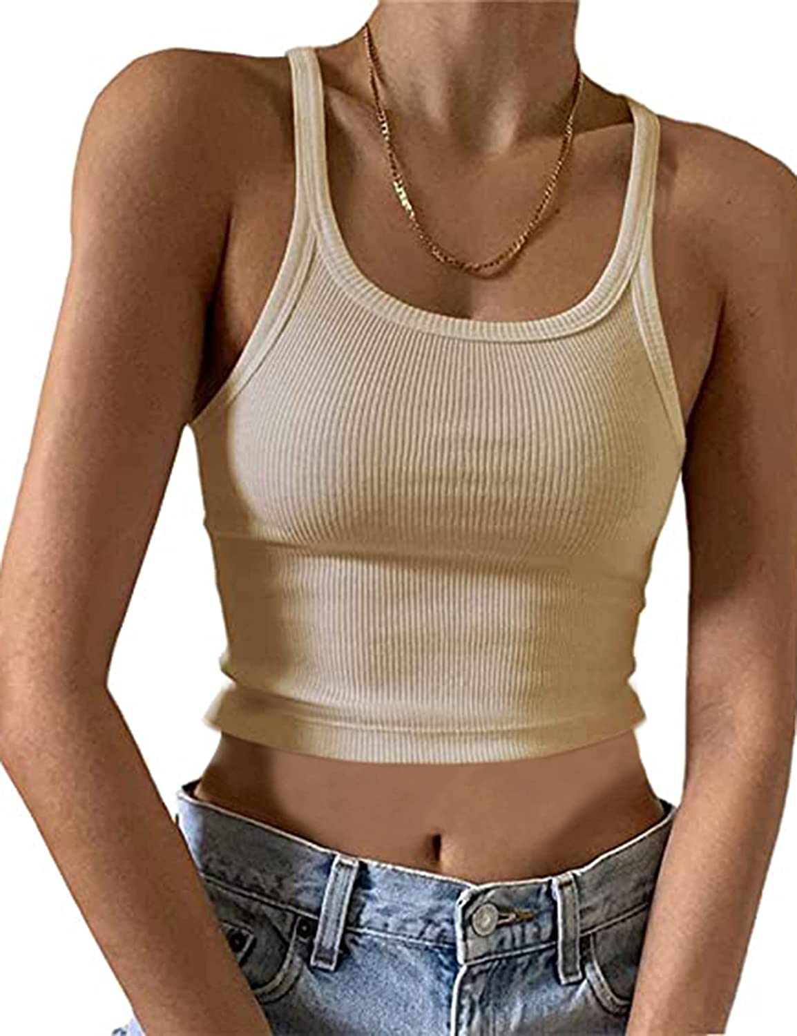 BALEAF Women's Ribbed Cropped Tank Tops Sleeveless Cropped Tops