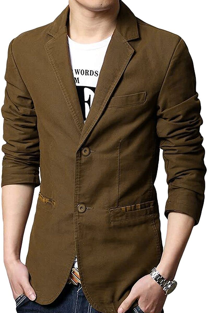 Men's Casual 2 Buttons Slim Fit Cotton Suit Blazers Trendy Stretch Jacket Sport Coat Fashion Lapel Spring Autumn Blazer 