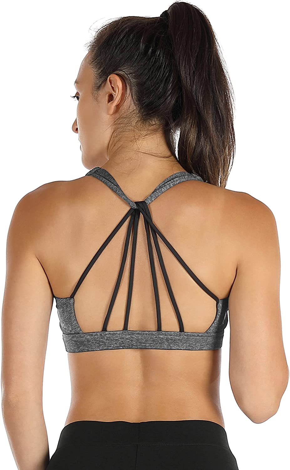 icyzone Padded Strappy Sports Bra Yoga Tops Activewear Workout