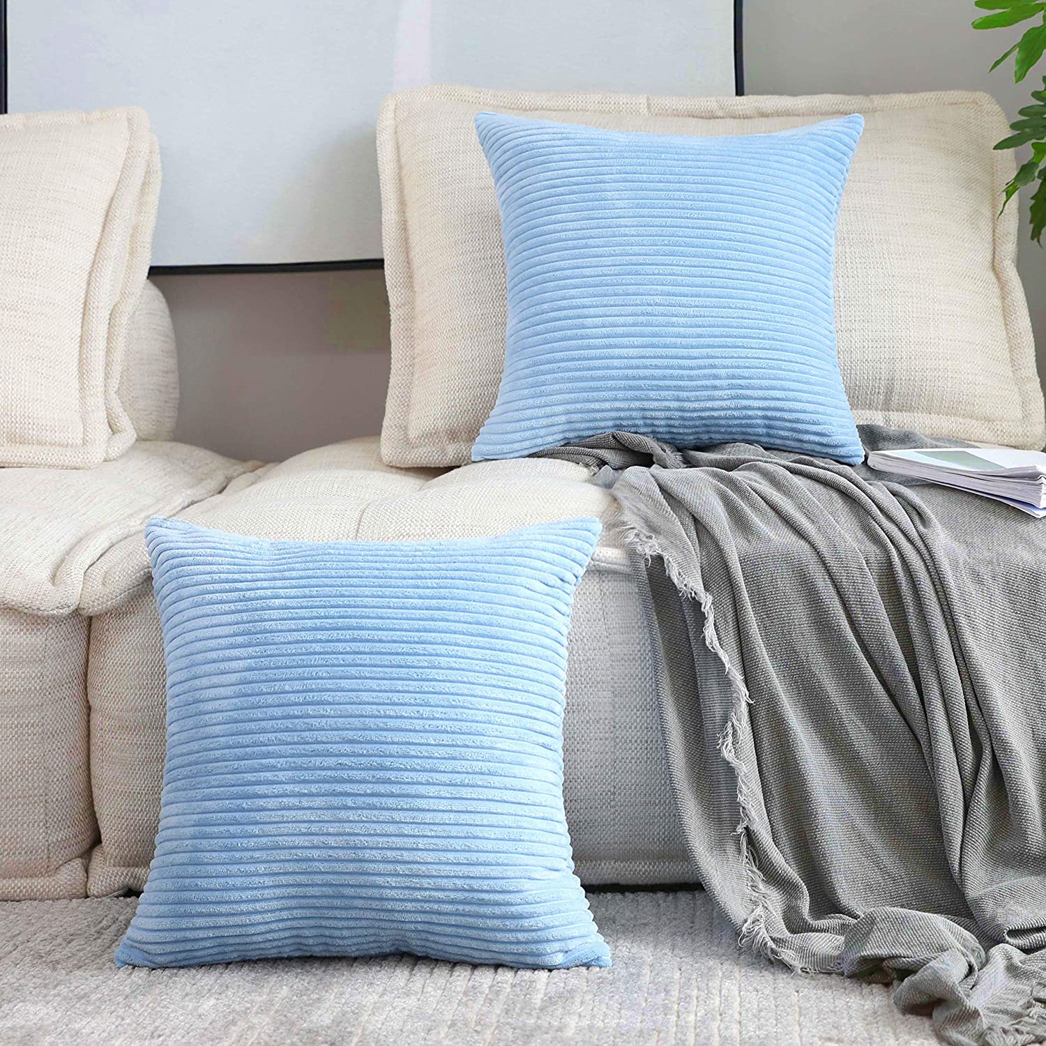 Home Brilliant Couch Pillow Covers 18x18 Set of 2 Super Soft