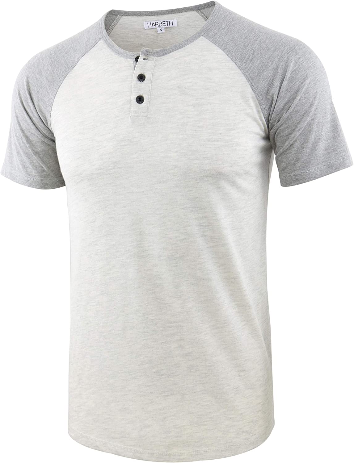 HARBETH Men's Casual Short Sleeve Henley Shirt Raglan Fit Baseball T-Shirts Tee 