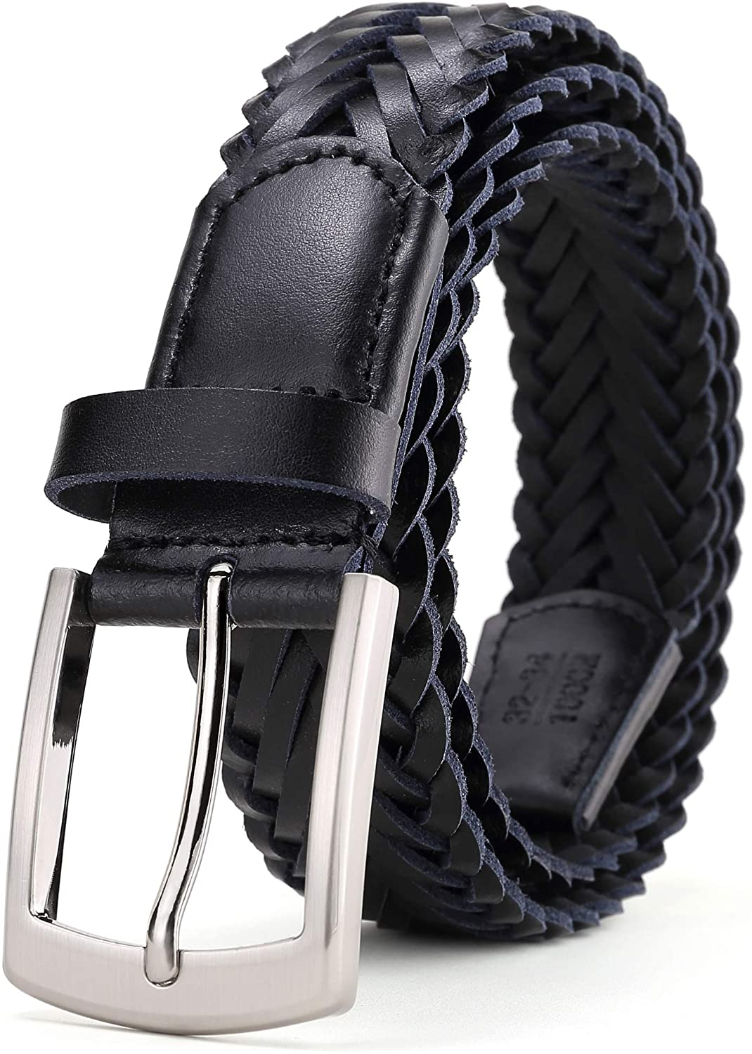 WHIPPY Braided Leather Belts for Men, Mens Woven Belt for Jeans Pants 