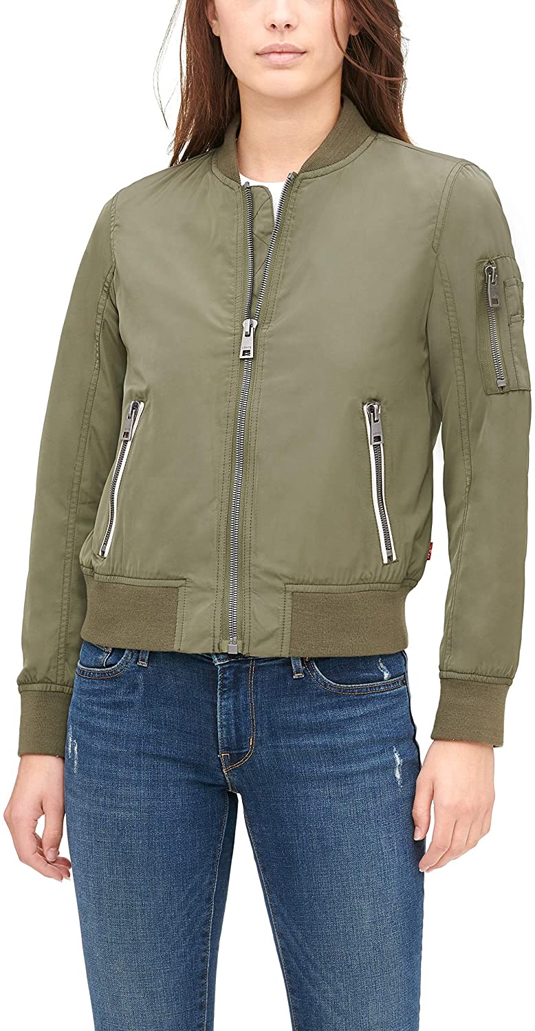 Levi's Women's Poly Bomber Jacket with Contrast Zipper Pockets | eBay