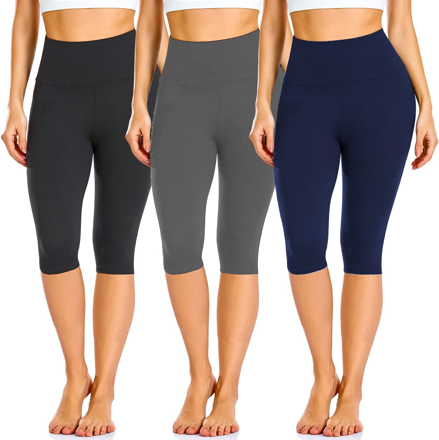 3 Pack Leggings for Women Non see through-Workout High Waisted