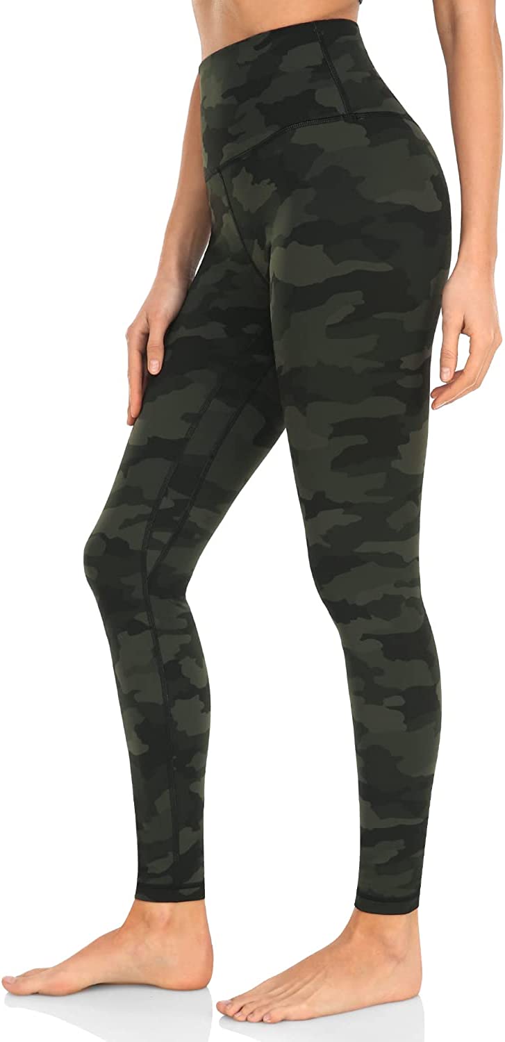  HeyNuts Essential High Waisted Yoga Leggings For Tall Women,  Buttery Soft Full Length Workout Pants 28 Olive Camo S