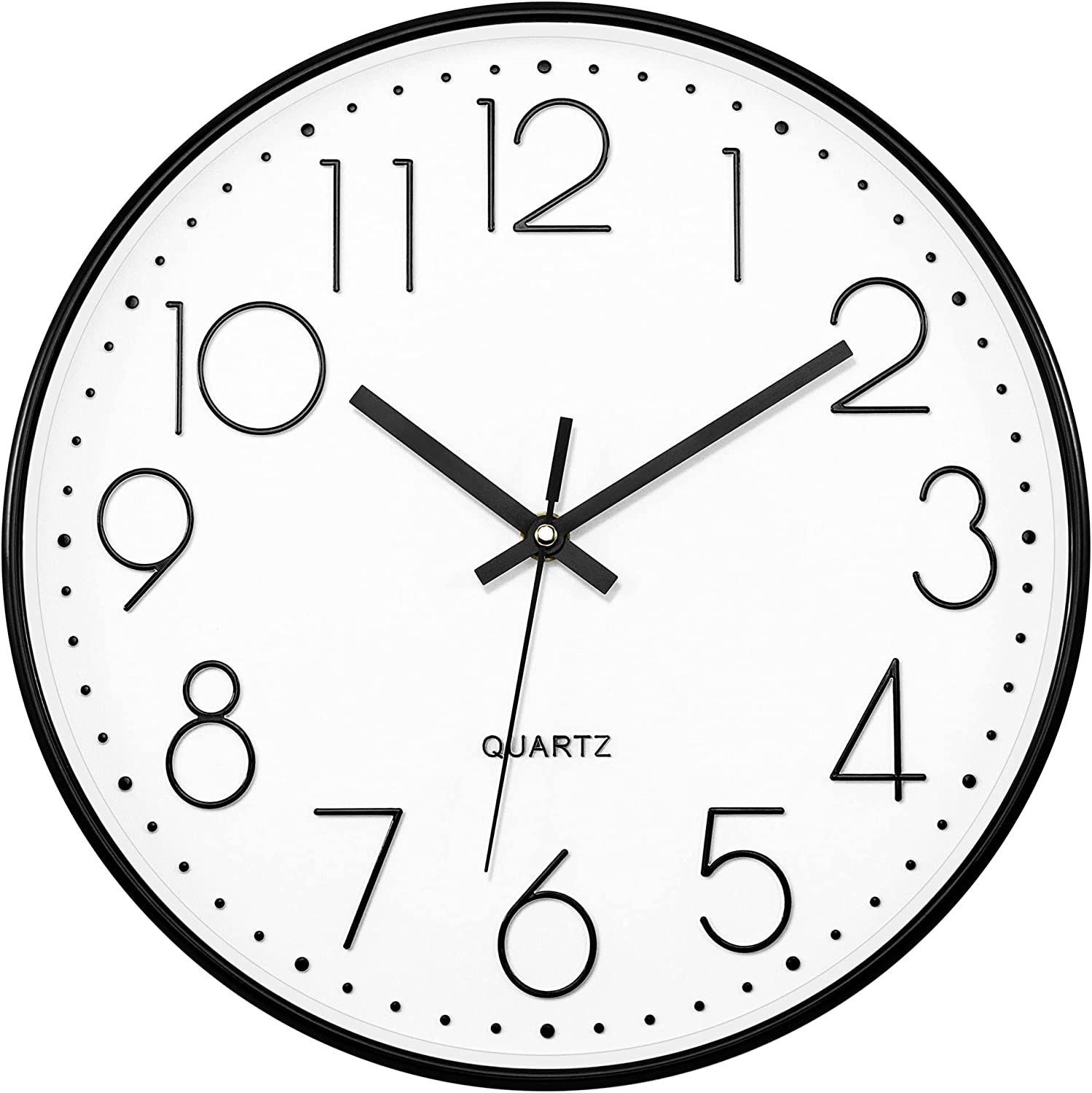 12 inch, 30 cm Foxtop Modern Wall Clock Silent Non-Ticking Decorative Silver Wall Clock Battery Operated for Office School Home Living Room 