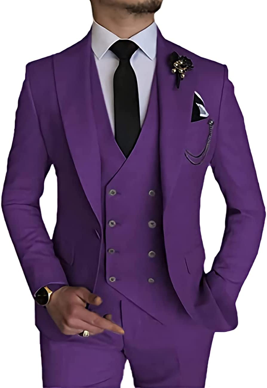 Men's Suits Blazer 3 Pieces Red Elegant Slim Fit Button Dress Suit Vest  Party Wedding Formal Business Casual s1 Grey8 XS at  Men's Clothing  store