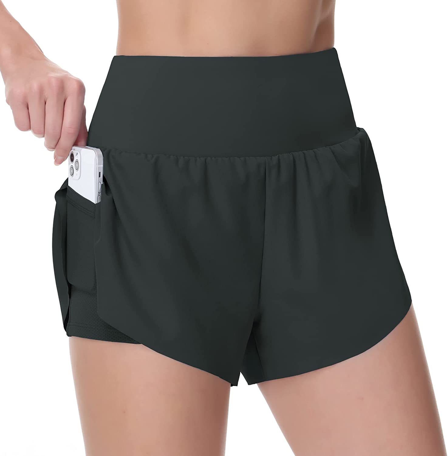 THE GYM PEOPLE Women's Quick Dry Running Shorts Mesh Liner High Waisted  Tennis W