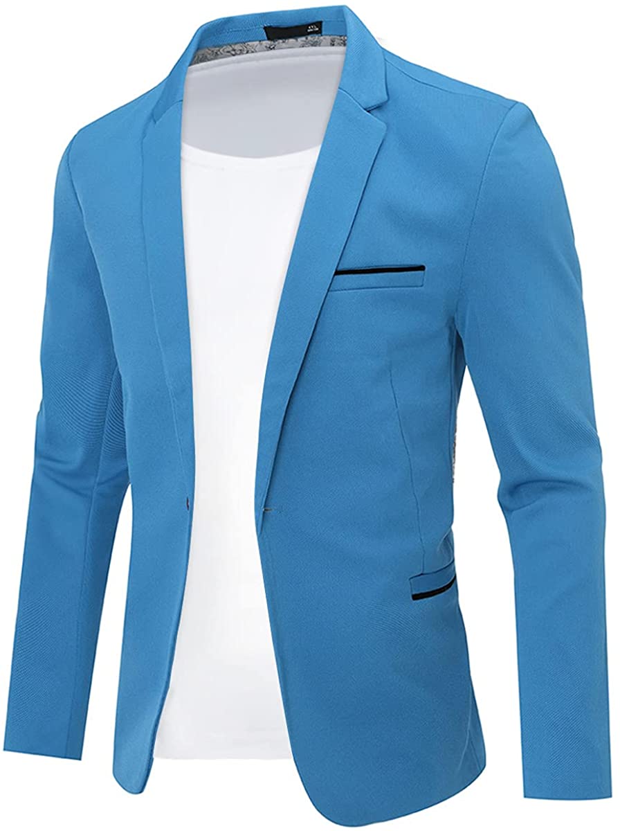 Mens Casual Sport Coat 1 Button Suit Blazer Slim Fit Daily Lightweight Jackets 