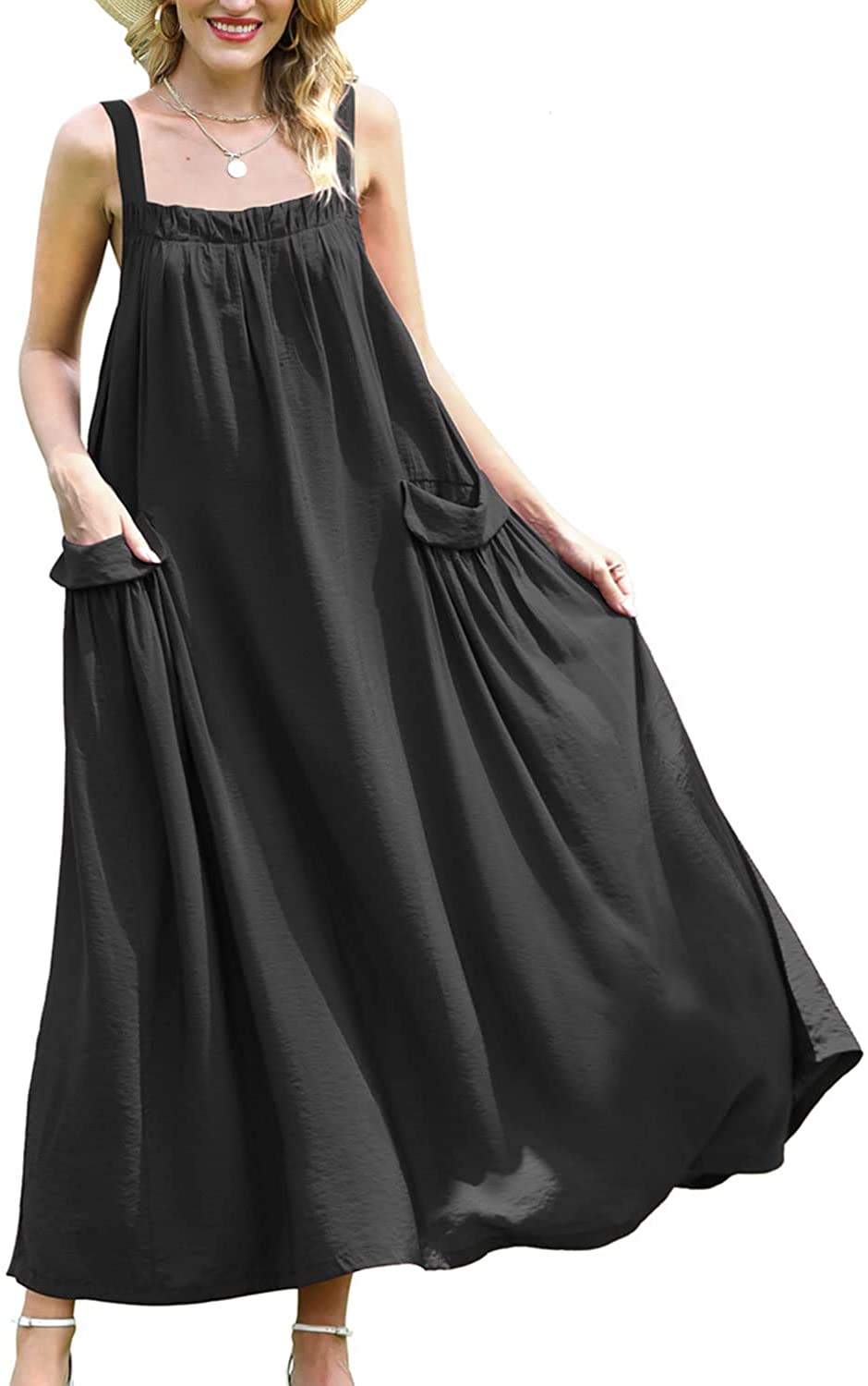 YESNO Maxi Dress for Women with Pockets Bohemian Summer Dresses with ...