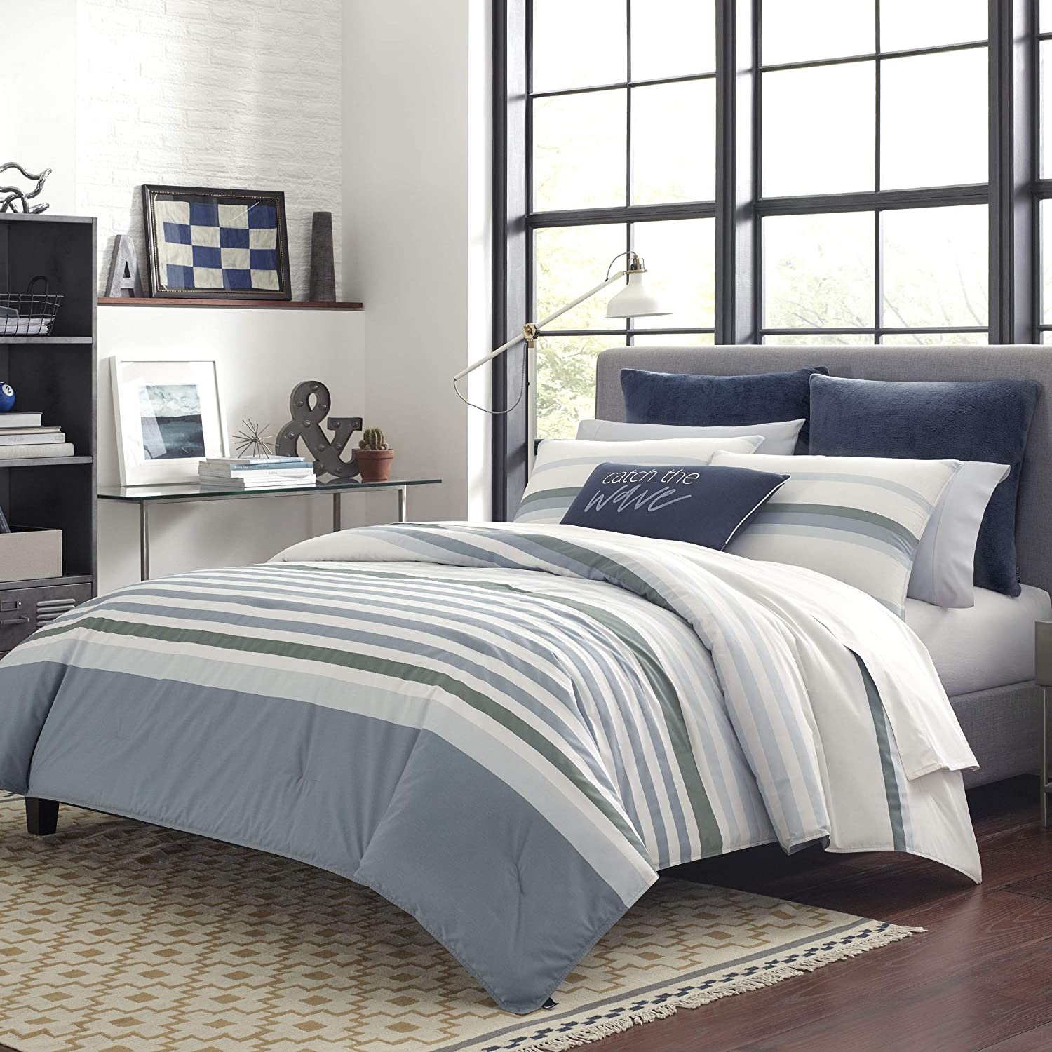 Ultra-Soft 100% Cotton Fabric Pl Details about   NauticaModern CollectionComforter Set 