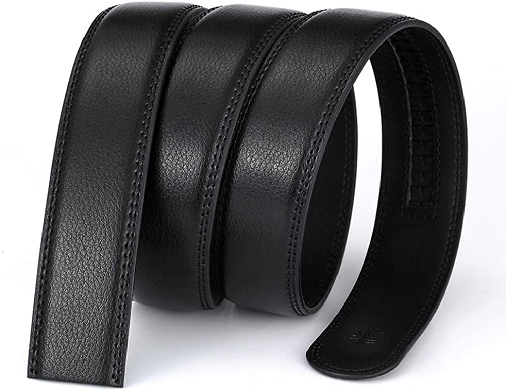 QBSM Men's Leather Slide Ratchet Dress Belt with Automatic Buckle ...