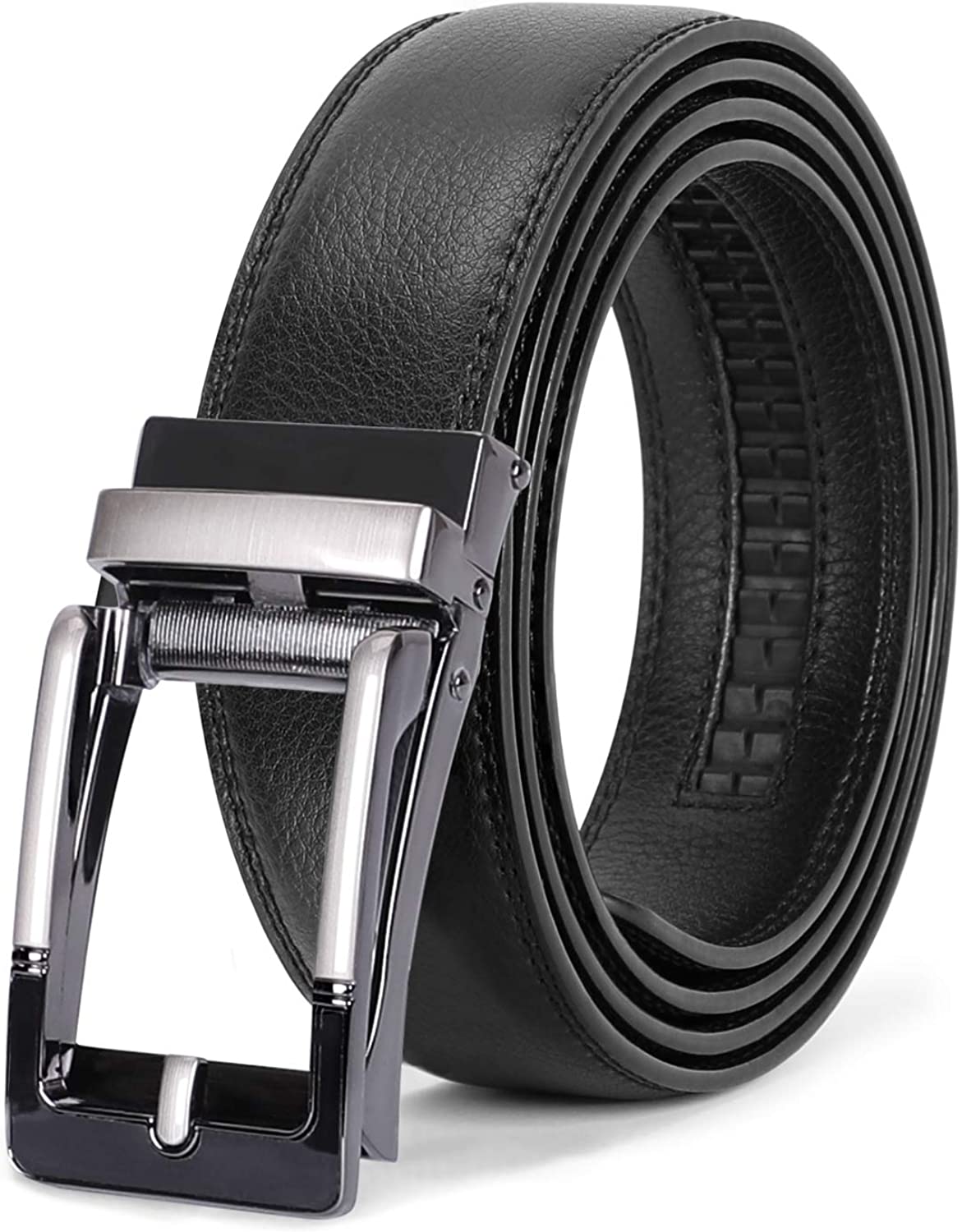 XZQTIVE Men's Ratchet Belt for Dress 2Pack Slid Leather Belt with Automatic  Clic