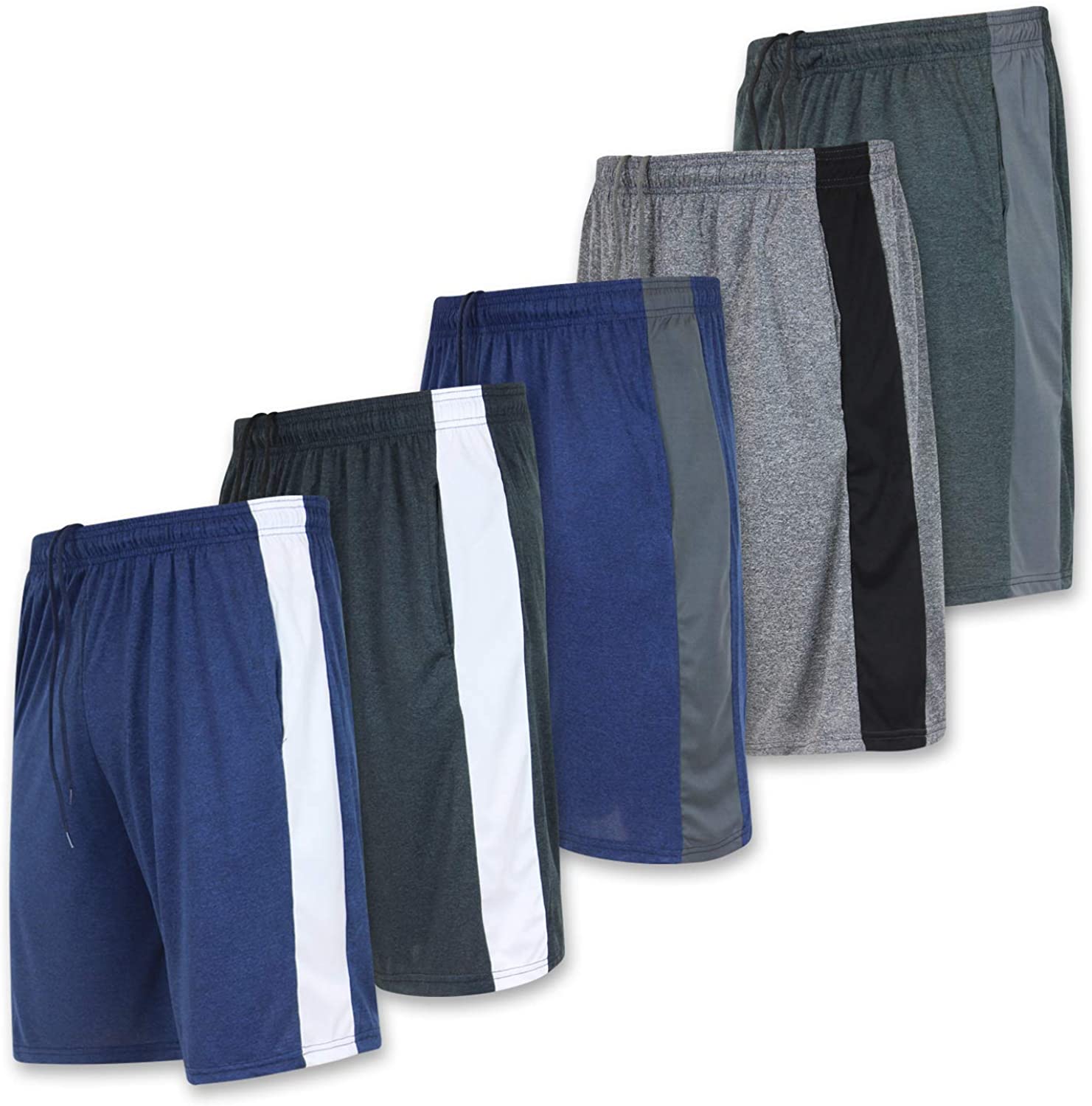 5 Pack:Men's Dry-Fit Sweat Resistant Active Athletic Performance