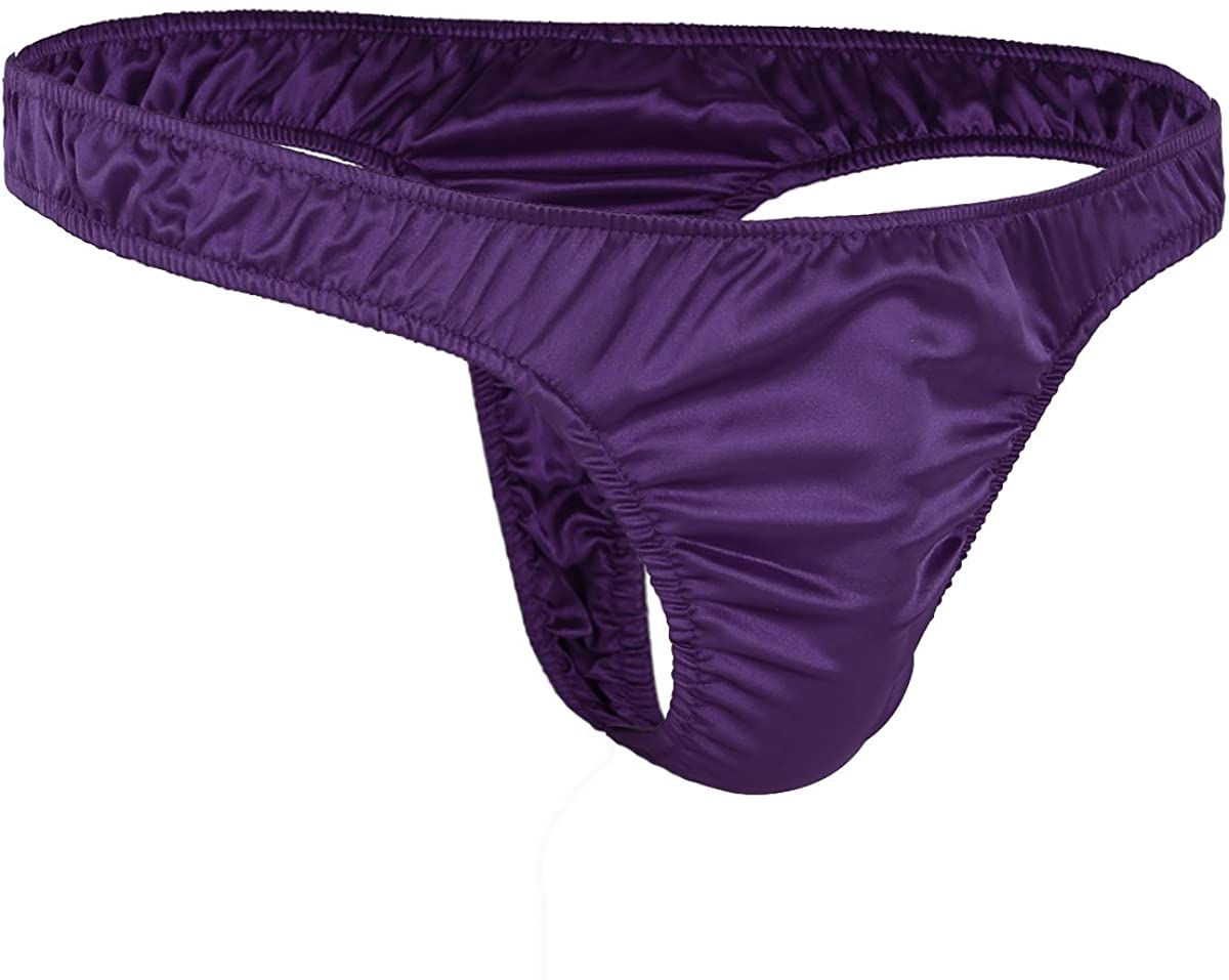 Alvivi Men's Satin Ruffled Casual Pouch G-String Thong Panties ...