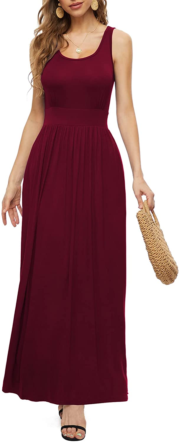 LILBETTER Women's Sleeveless Maxi Dresses Empire Waist Casual Long Dresses  with | eBay