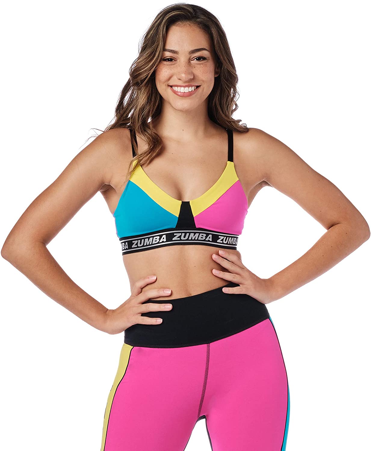 Zumba Womens V Neck Sports Bra with Extra High Impact Support