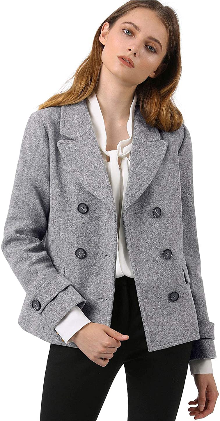Allegra K Womens Winter Coat Elegant Notched Lapel Double Breasted Trench Coat 