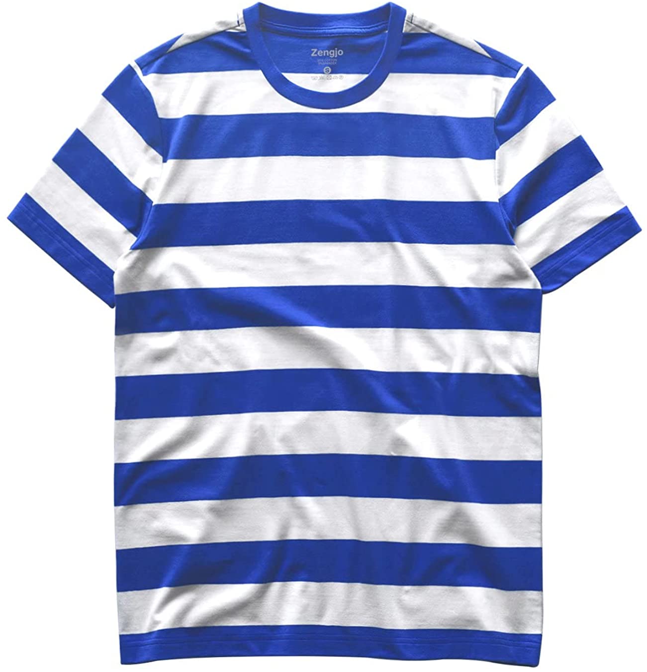 Zengjo Mens Striped Shirt Short Sleeve T-Shirts