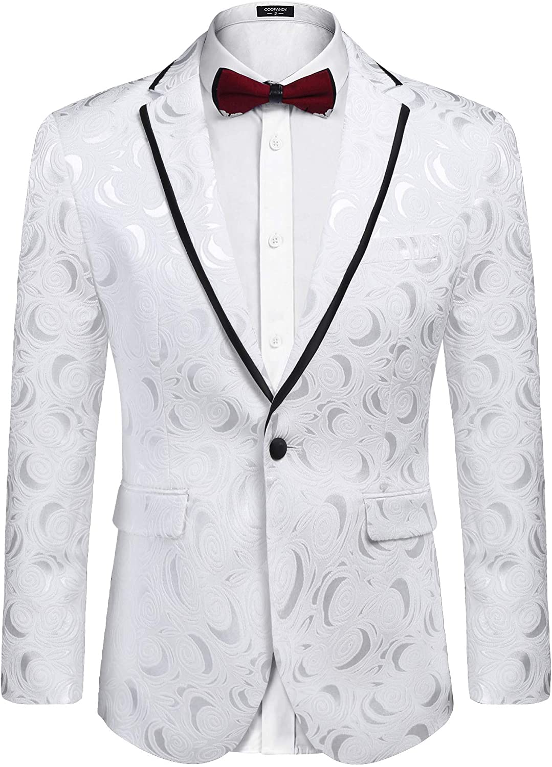 COOFANDY Men's Floral Suit Jacket Embroidered Wedding Blazer Party Dinner Tuxedo 