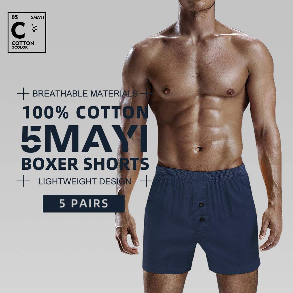 5Mayi Mens Underwear Boxers Cotton Underwear Mens Boxers for Men Pack S ...