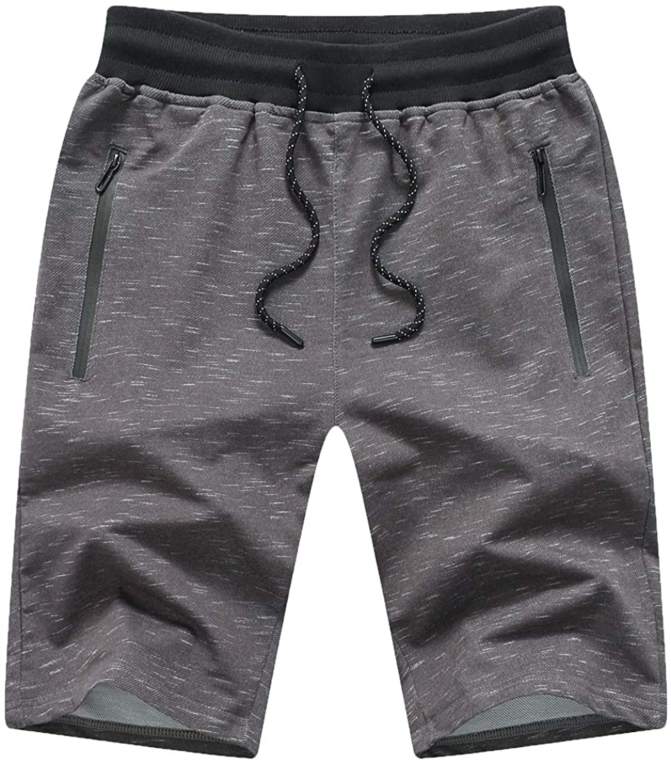 Tansozer Mens Athletic Shorts with Zip Pockets 