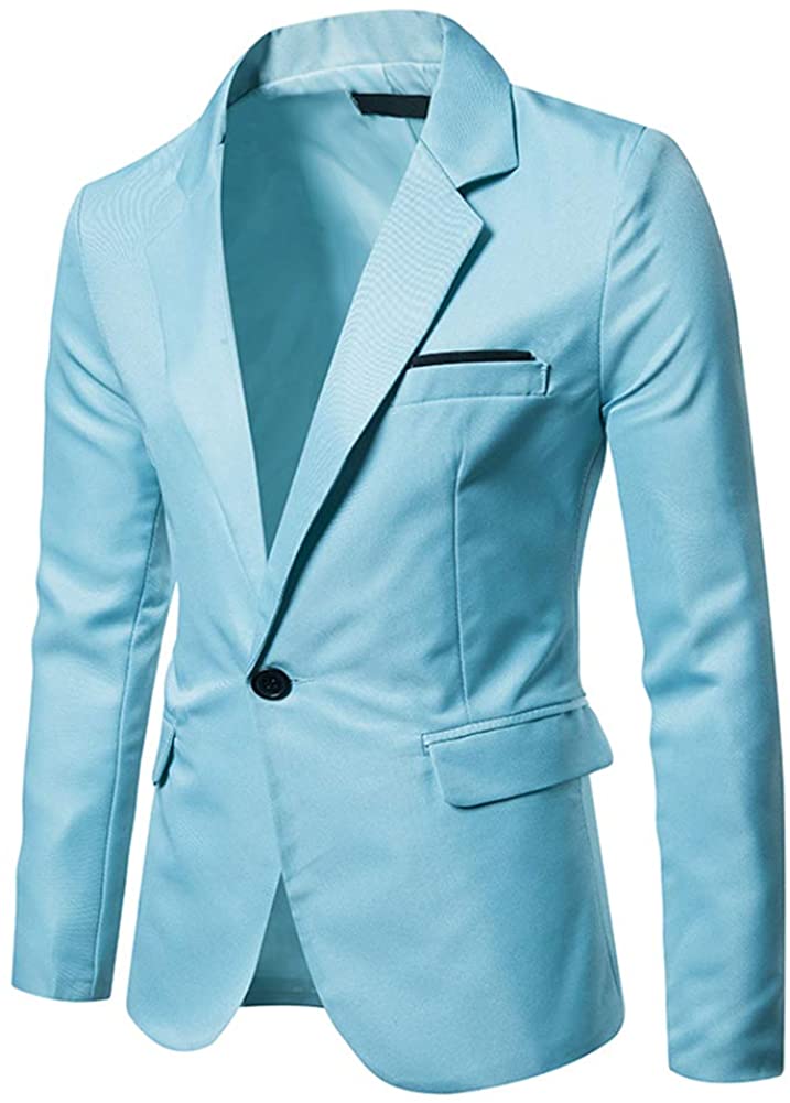 FSSE Men Casual Business Slim Printing 1 Button Blazer Jacket Suit Coat