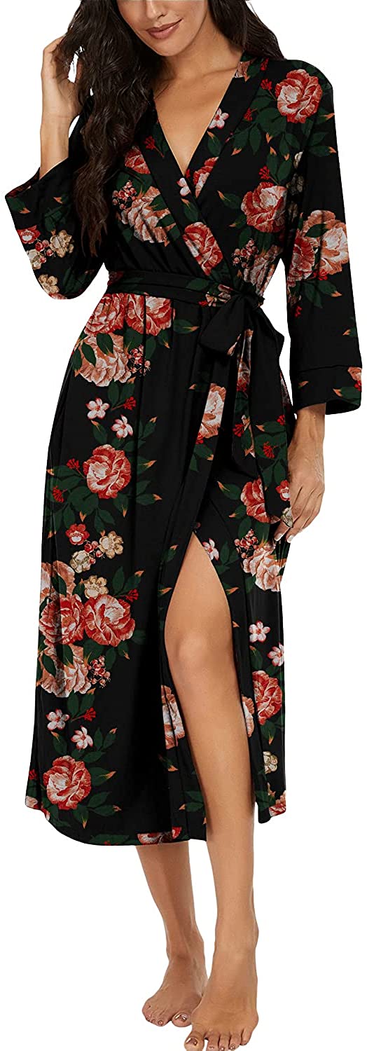VINTATRE Women Kimono Robes Long Knit Bathrobe Lightweight Soft Knit  Sleepwear V | eBay