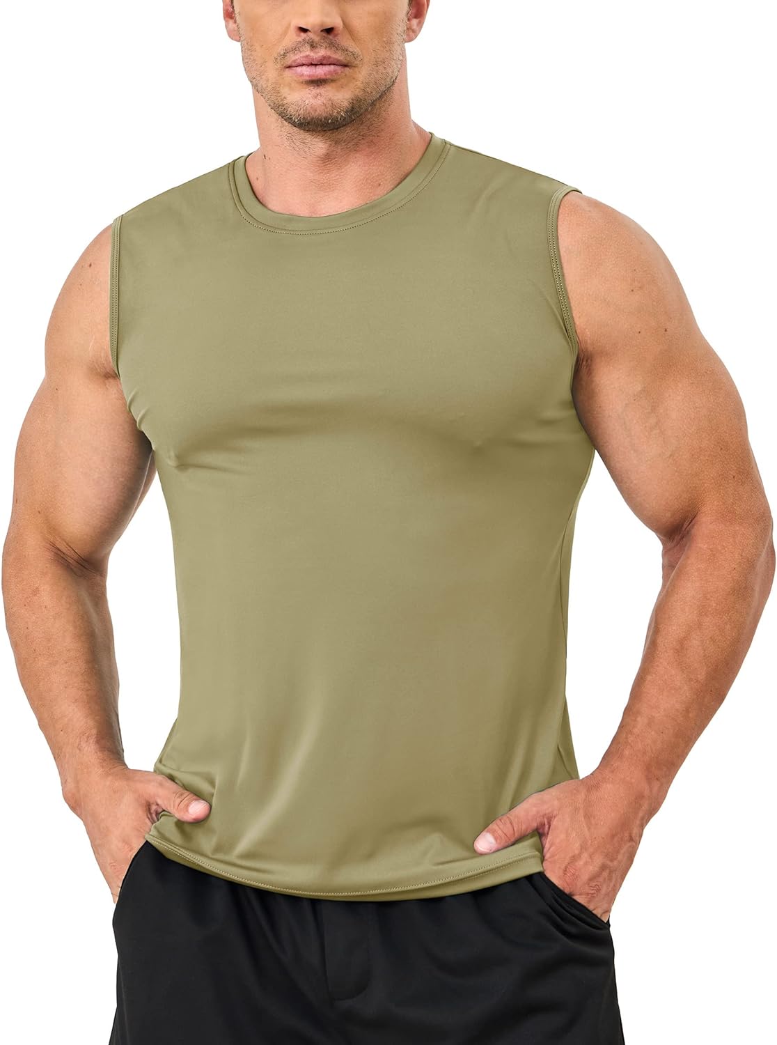 TACVASEN Men's UPF 50+ SPF Workout Sleeveless Shirts Quick Dry Muscle Shirt Lightweight Running Tank Tops