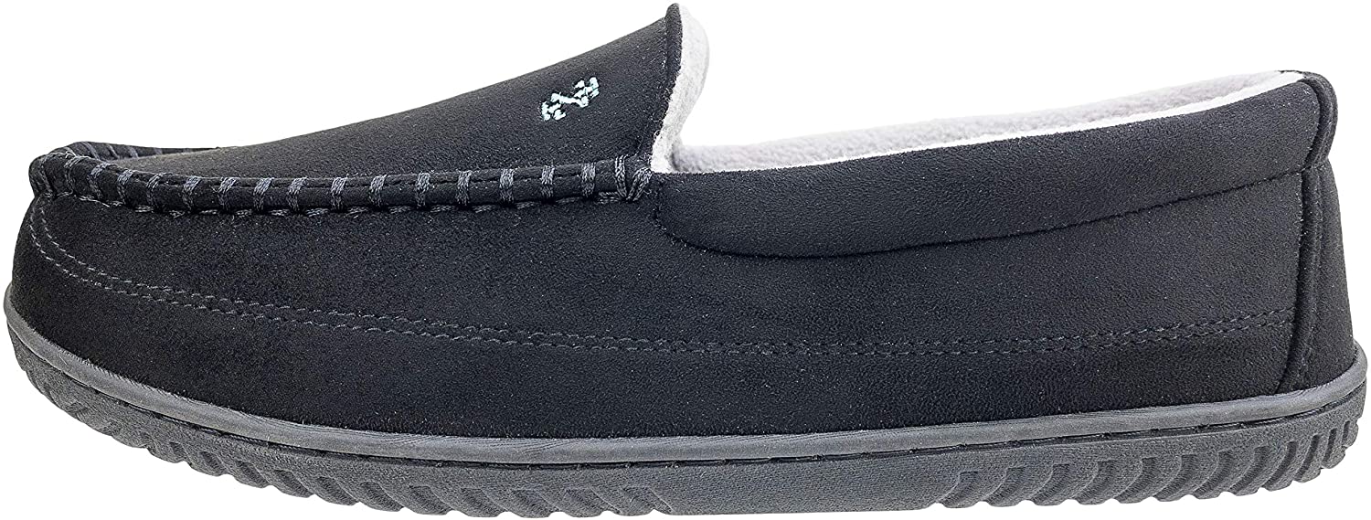 IZOD Men's Classic Two-Tone Moccasin Slipper, Winter Warm Slippers with ...