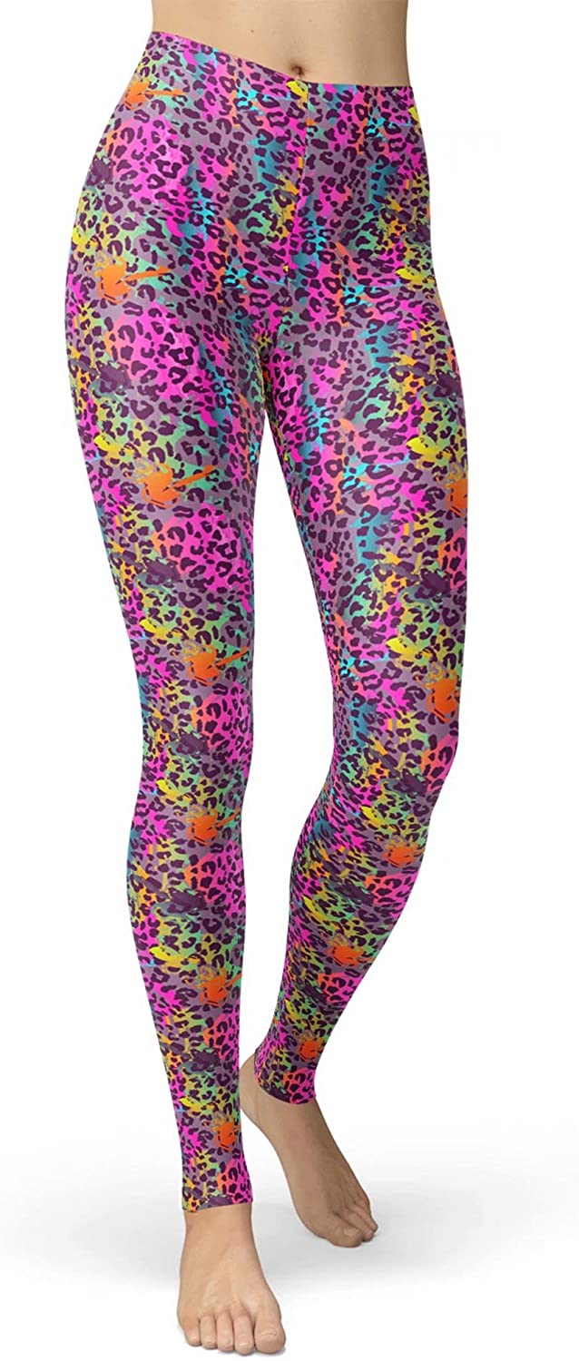Brushed Soft Paw Print Colourful Leggings S/M