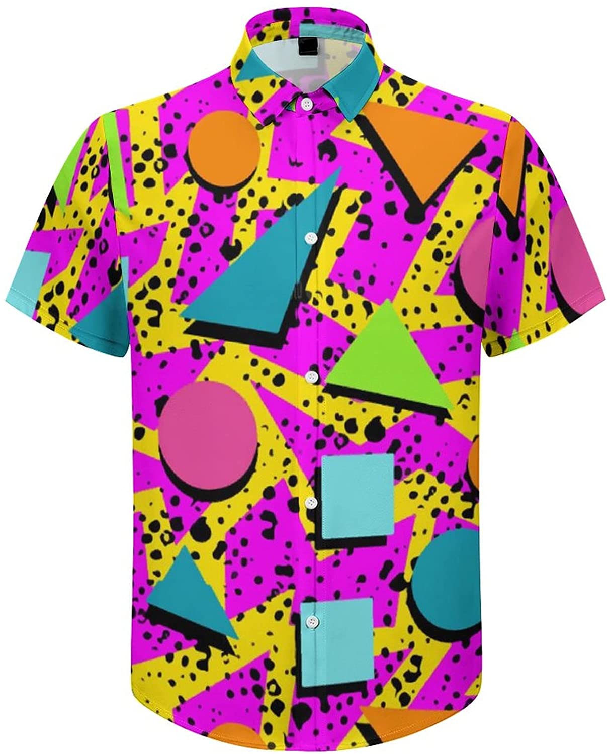 Hawaiian Shirts for Men,Funky Retro 80s 90s Style Mens Short Sleeve Button  Down