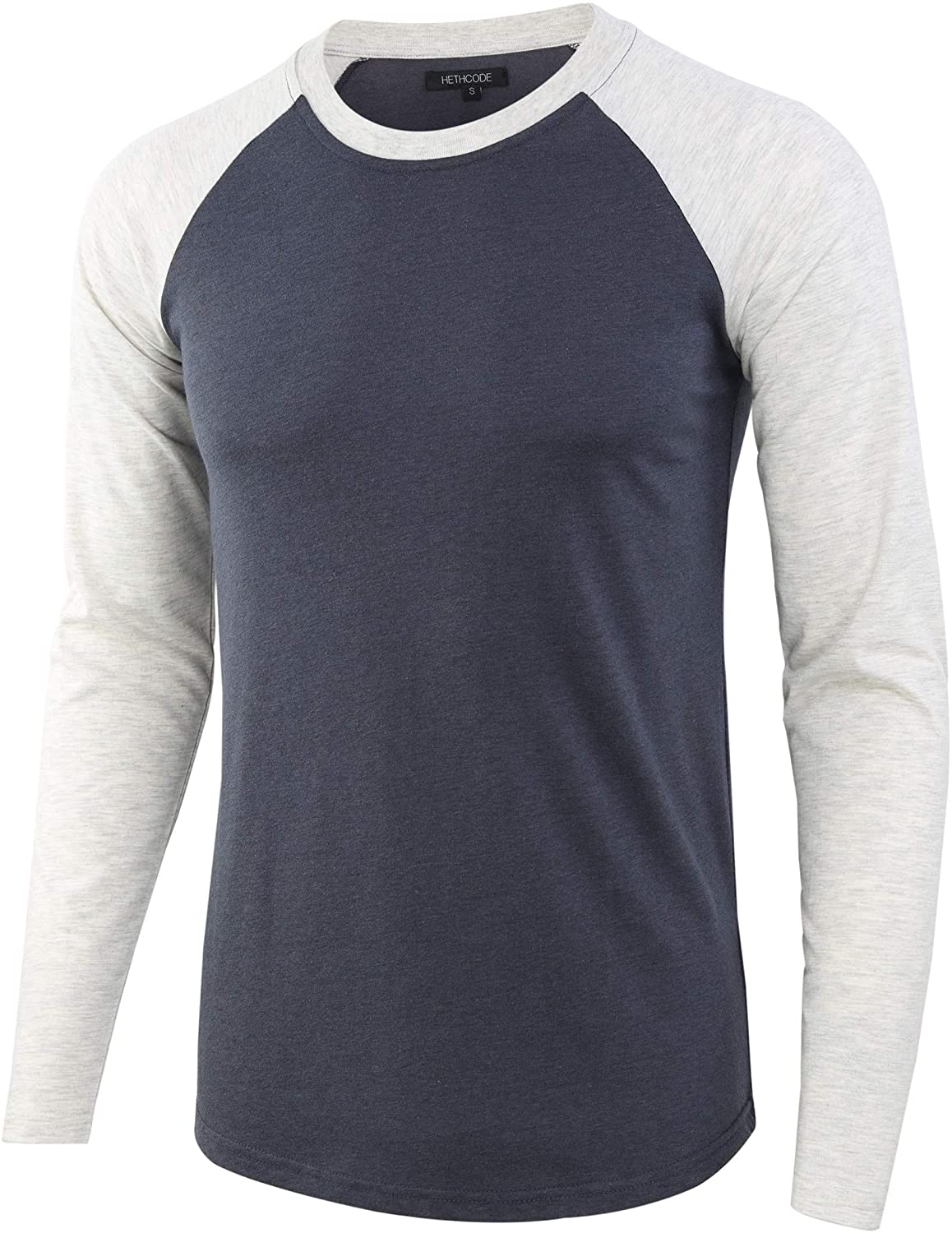 HETHCODE Men's Casual Basic Active Sports Vintage Long Sleeve Baseball T-Shirt 