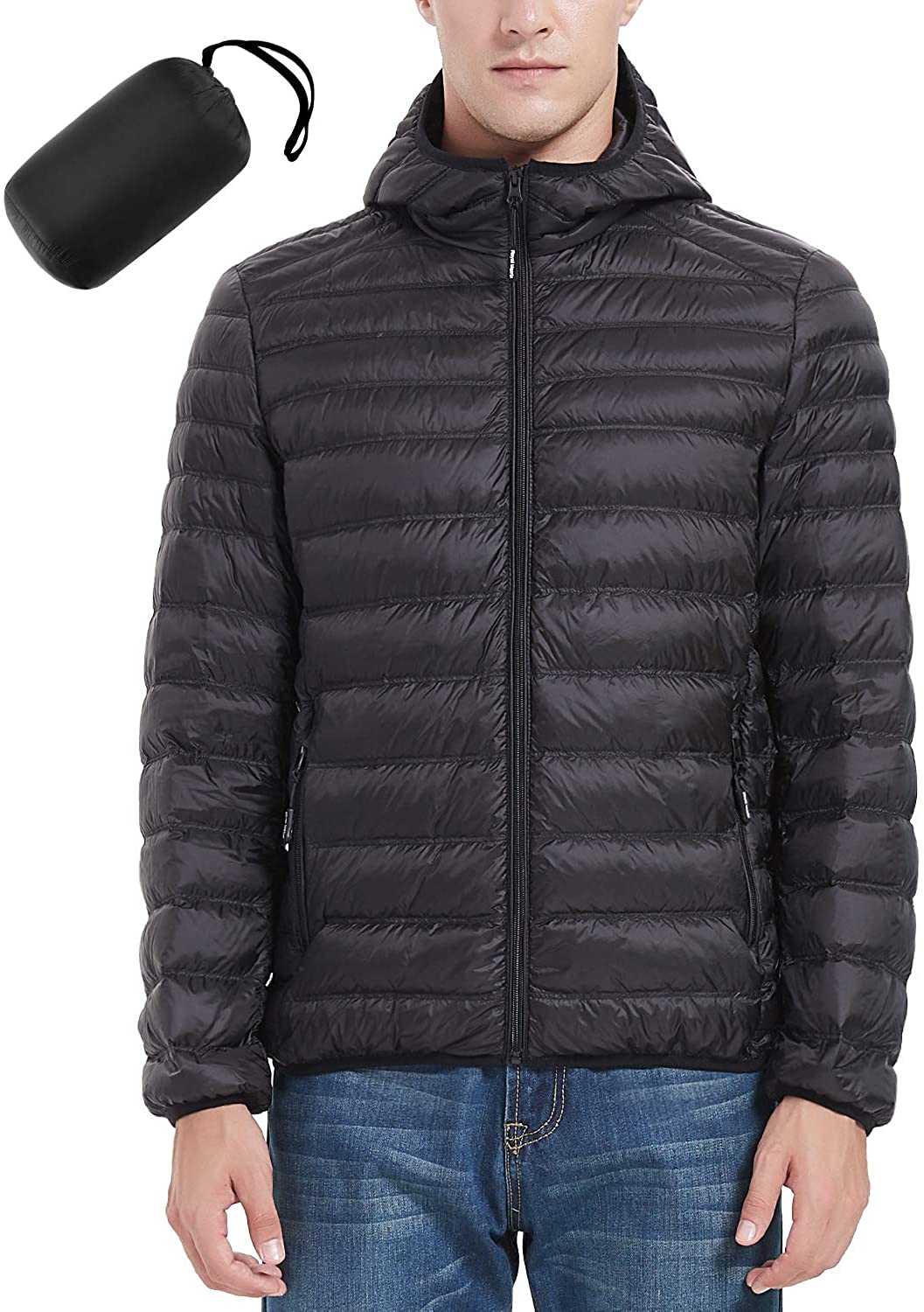 Mens Matrix Fashion Quilt Puffer Jacket Padded Warm Hooded Outdoor Winter Coat 