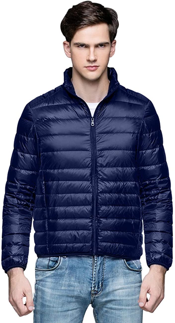 Lightweight MenS Jackets Winter Resistant Puffer Packable Down Jackets Packable Coat