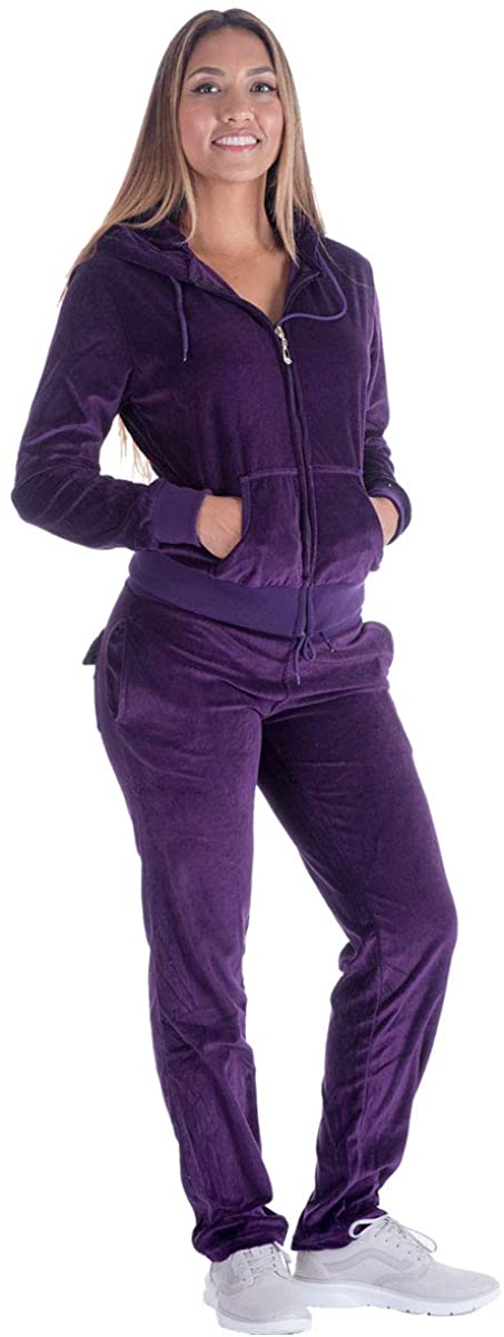 Velour Tracksuit Womens 2 Pieces Joggers Outfits Jogging Sweatsuits Set  Soft Spo | eBay