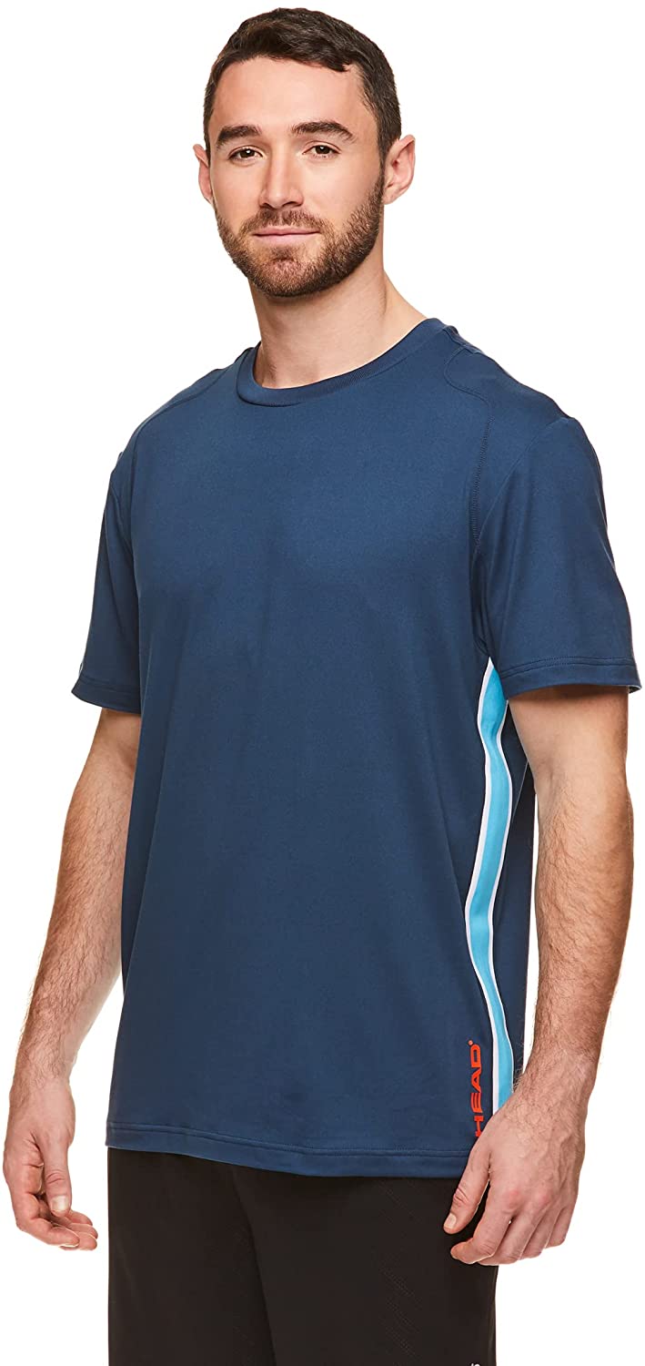 HEAD Mens Crewneck Gym Training & Workout T-Shirt Short Sleeve Activewear Top Track Black Medium 