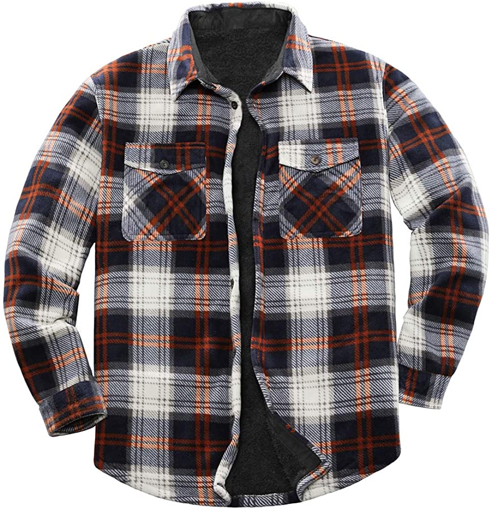 Men's Warm Sherpa Lined Fleece Plaid Flannel Shirt Jacket(All Sherpa Fleece  Lined), Black, Small : : Clothing, Shoes & Accessories