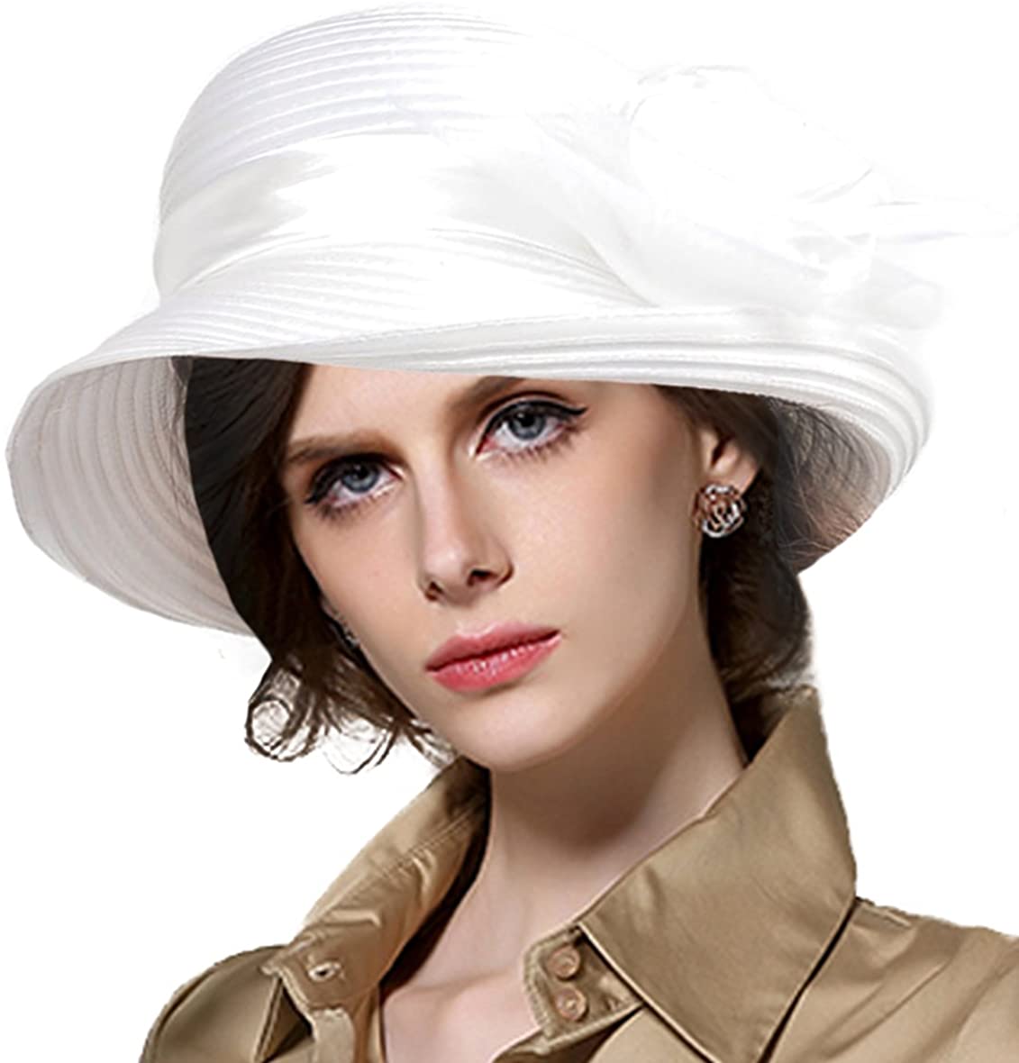 Women 100 % Wool Bow Ladies Cap Bowler Dress Church Derby Hat T177 