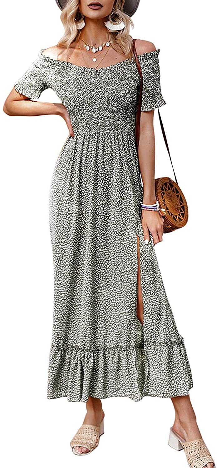 Polka dot green maxi dress for a girly summer outfit