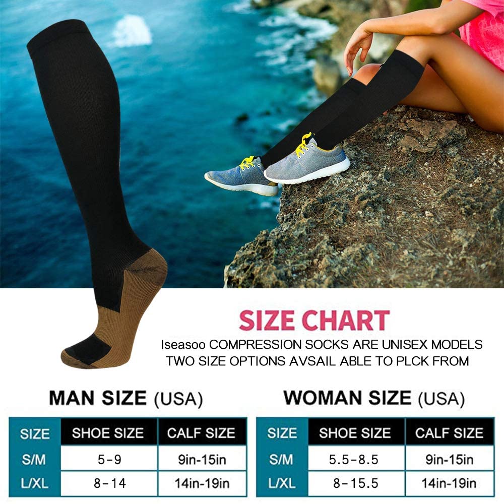 8 Pack Copper Knee High Compression Socks For Men & Women-Best For ...