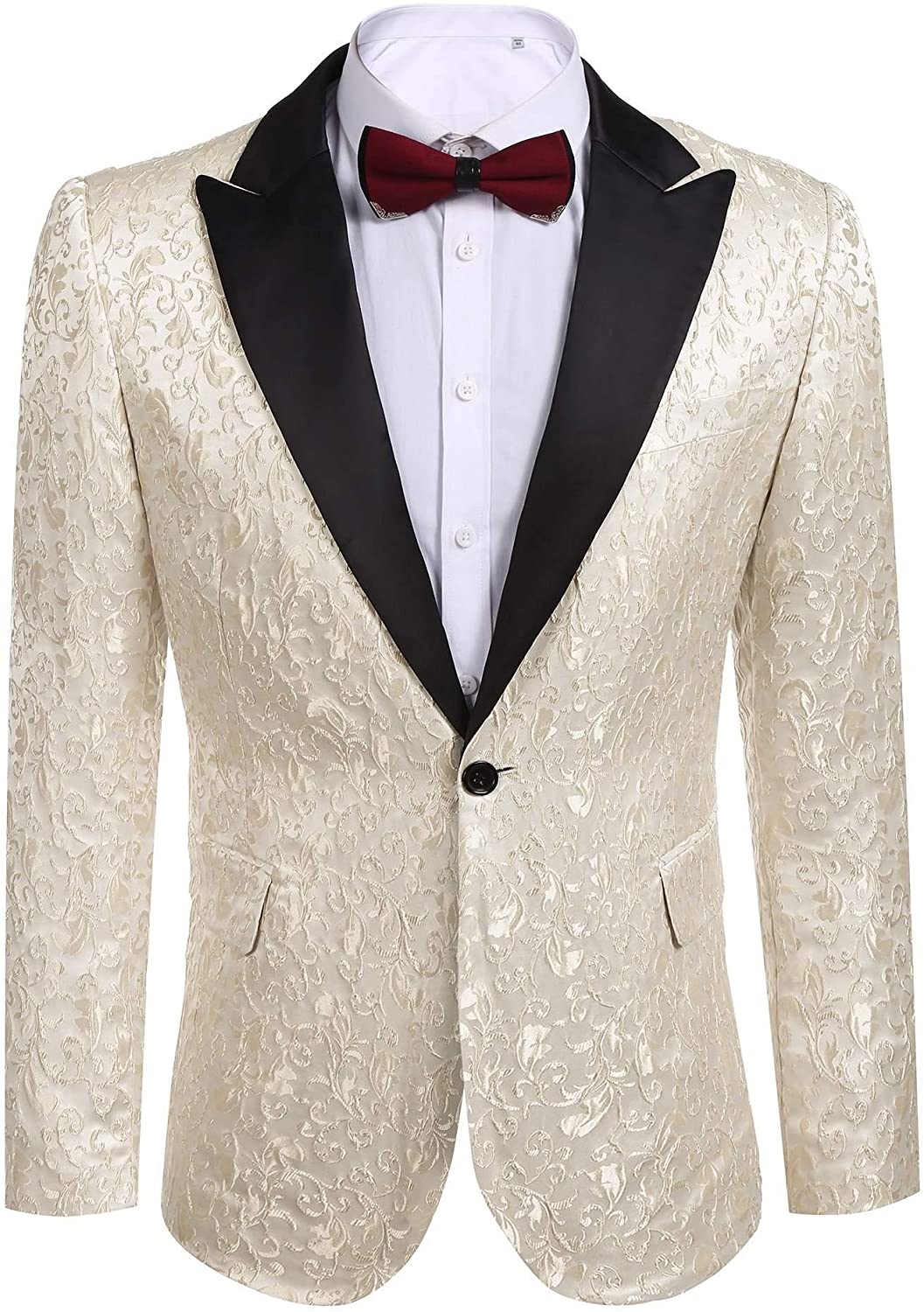 COOFANDY Men's Floral Tuxedo Suit Jacket Slim Fit Dinner Jacket Party Prom Wedding Blazer Jackets 