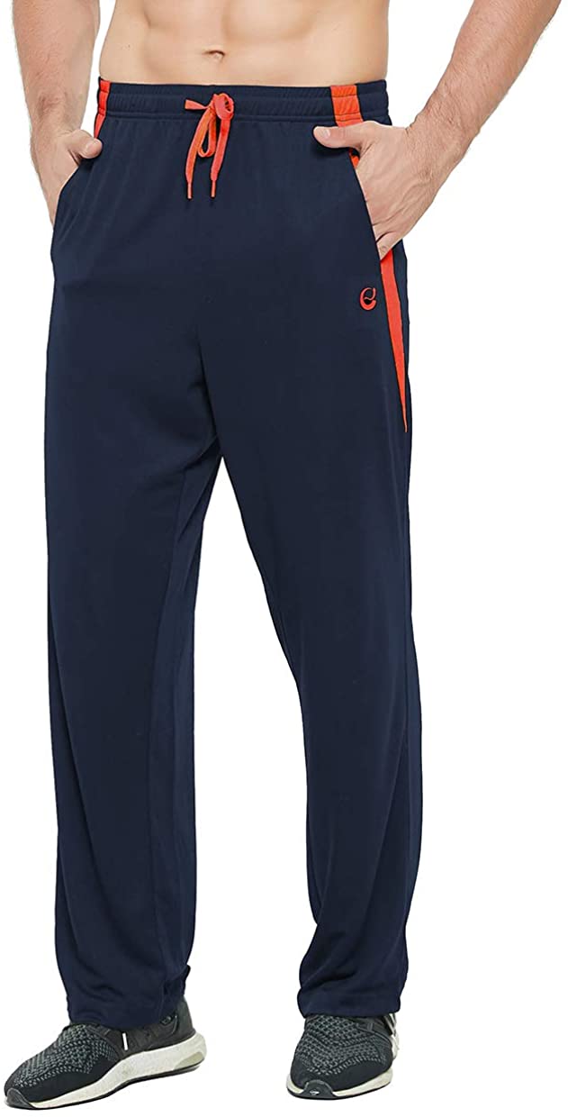 E-SURPA Men's Athletic Pant with Pockets Open Bottom Sweatpants for Men  Workout