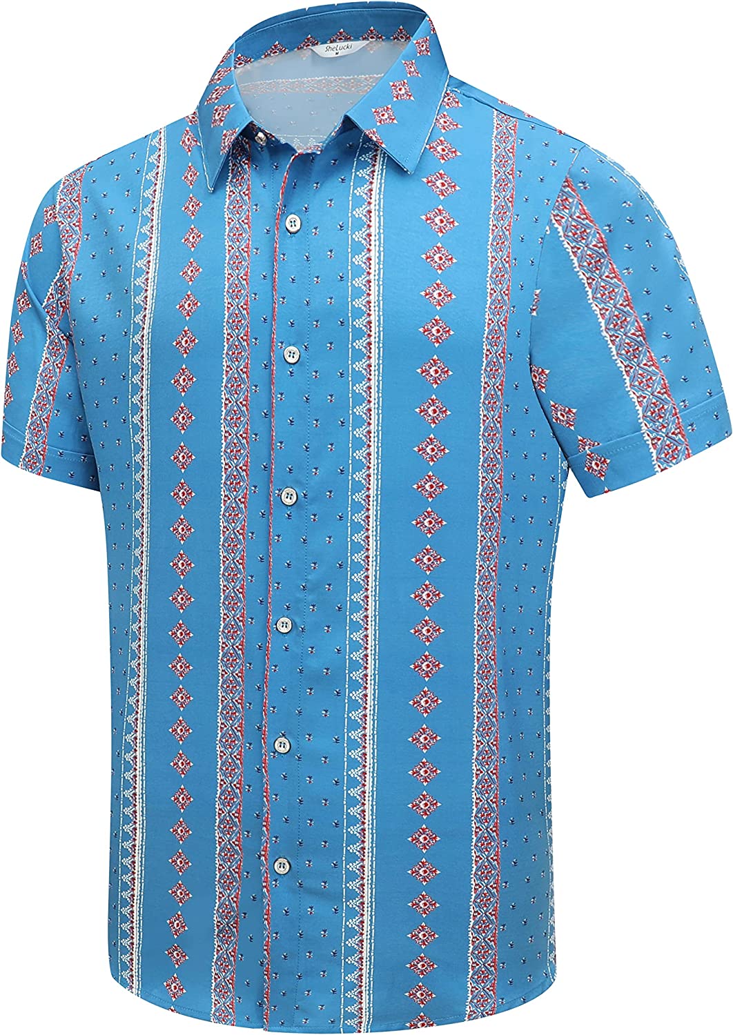 Mens Waffle Knit Dress Shirts Short Sleeve Button Down Summer Casual Beach  Hawaiian Tops Classic Poplin Shirts