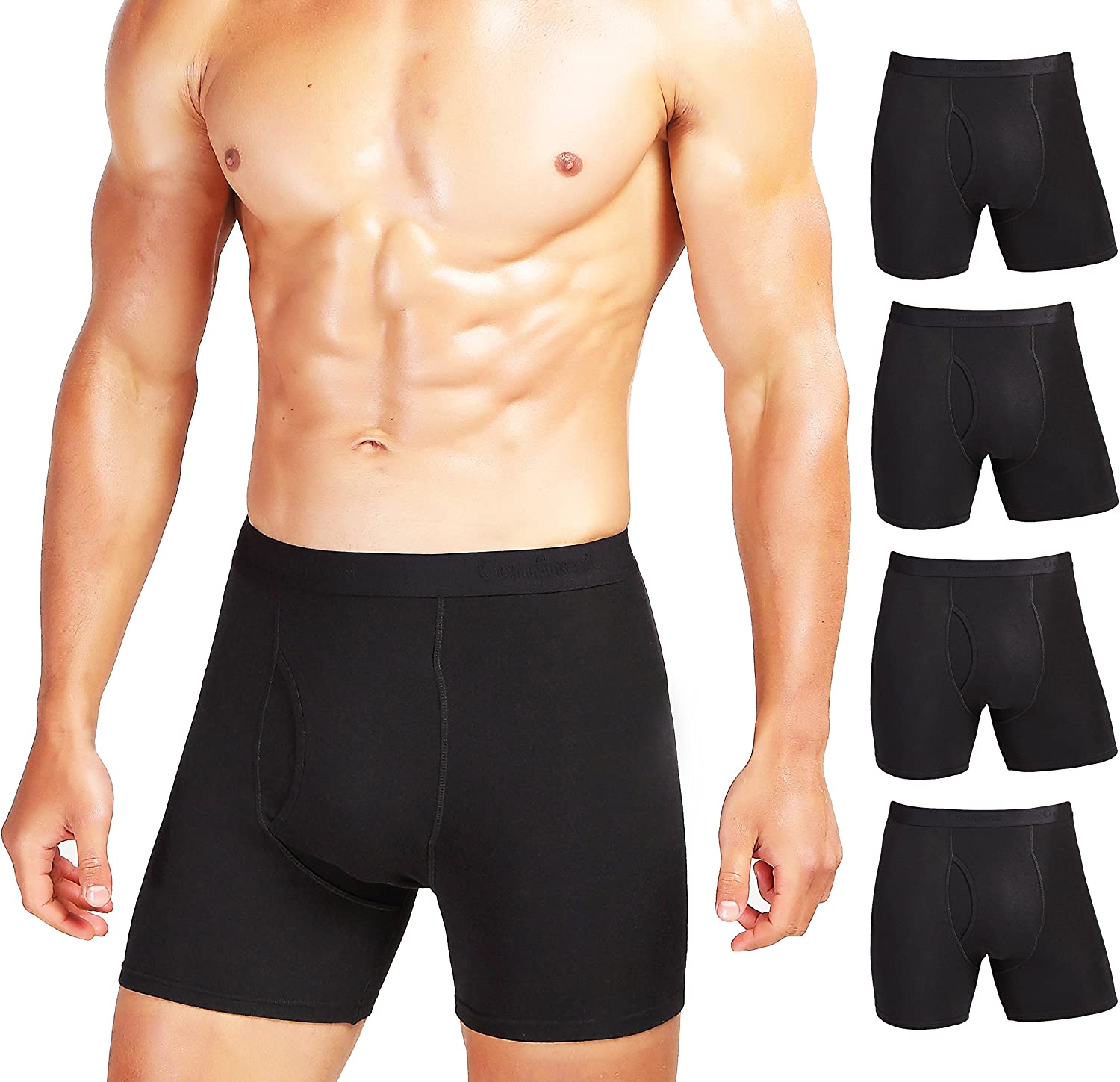 Comfneat Men's Boxer Briefs Cotton Spandex S-XXL Soft Tag Free Underwear
