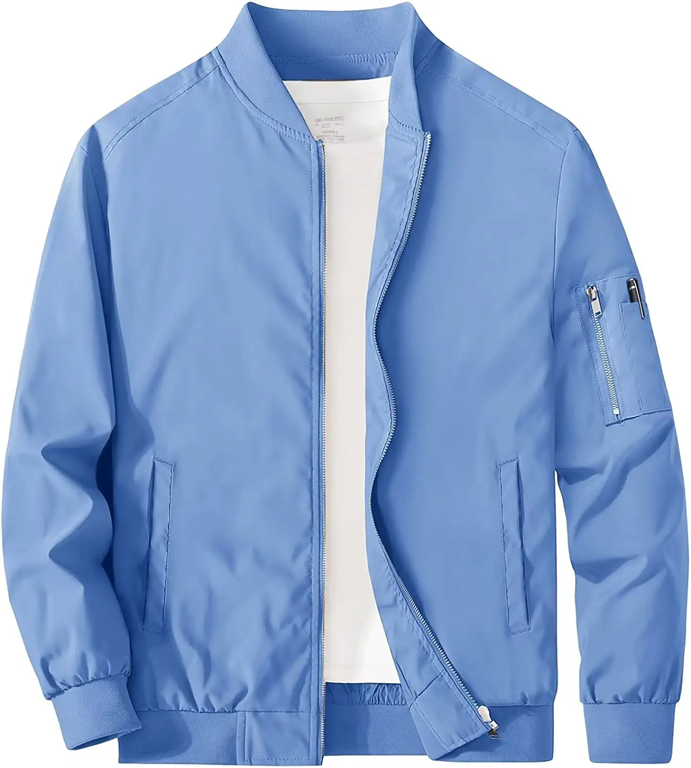 Baby blue outlet bomber jacket mens