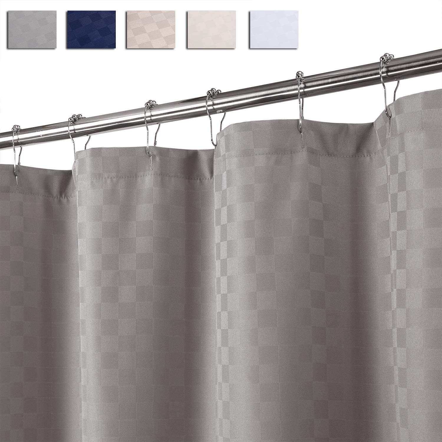 Extra Long Shower Curtain 96 Inches Length, Hotel Luxury 190GSM Heavy