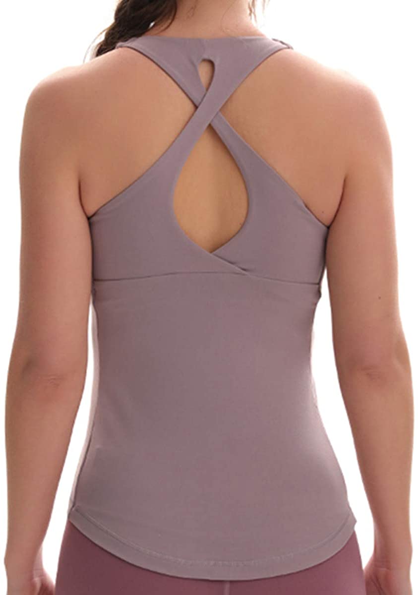 Aonour Workout Tank Tops for Women Exercise Gym Yoga Shirts with Built in Bras 